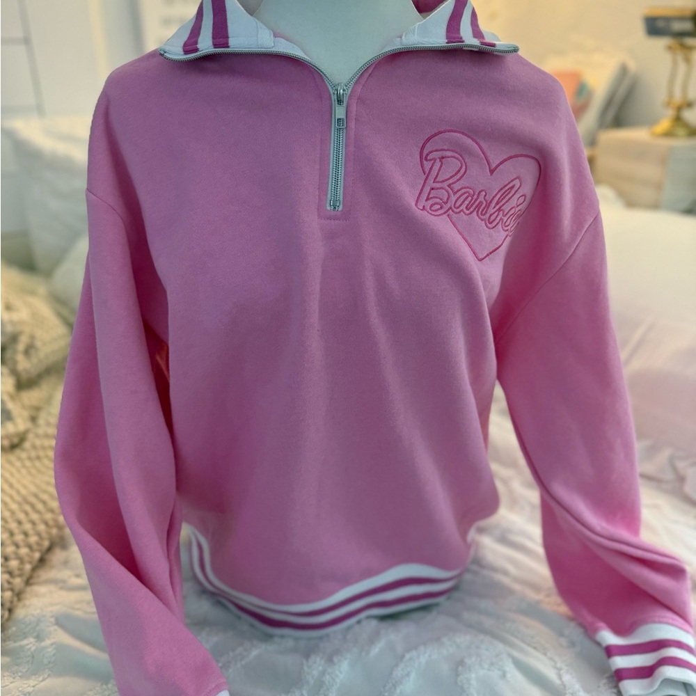 Barbie Pink and White Fleece Top